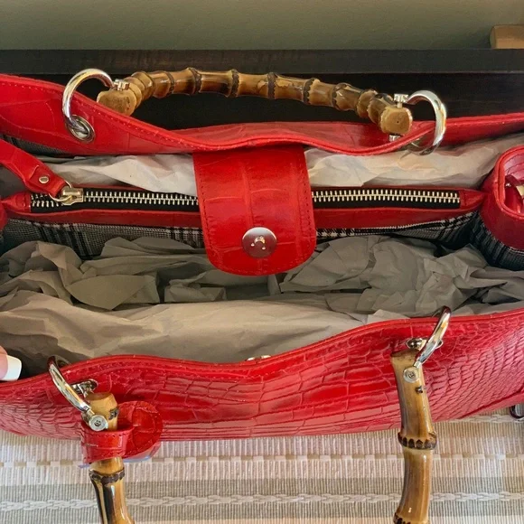 New‼️♥️NWOT Large Italian croc print leather bag by J Peterman✨✨✨ - Picture 5 of 7